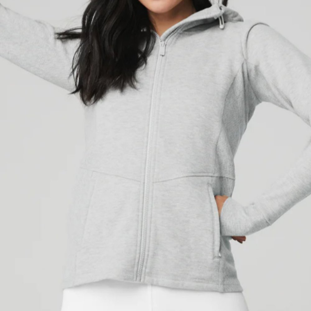 ALO Yoga Foundation Zip Hoodie, Gray, Size Medium- New with tags!